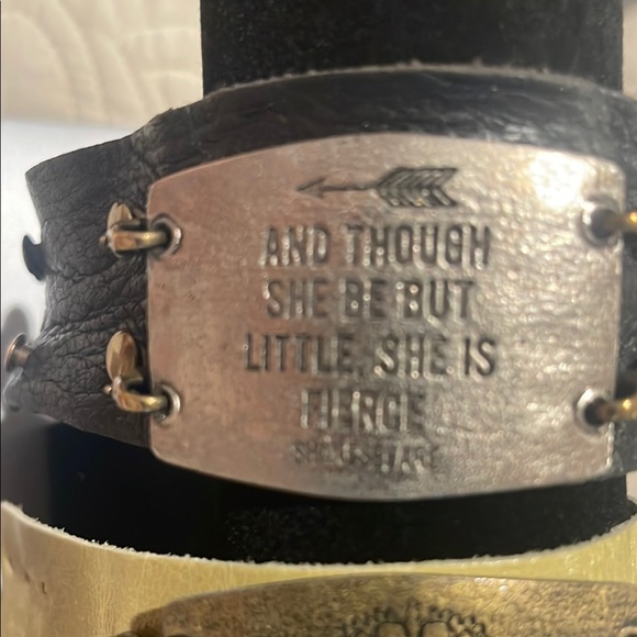 Handcrafted Leather Bracelets with Metal Plates - Picture 2 of 5